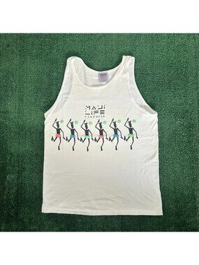Vintage 90s Maui Volleyball Tank Top Hawaii Beach Surf Tee